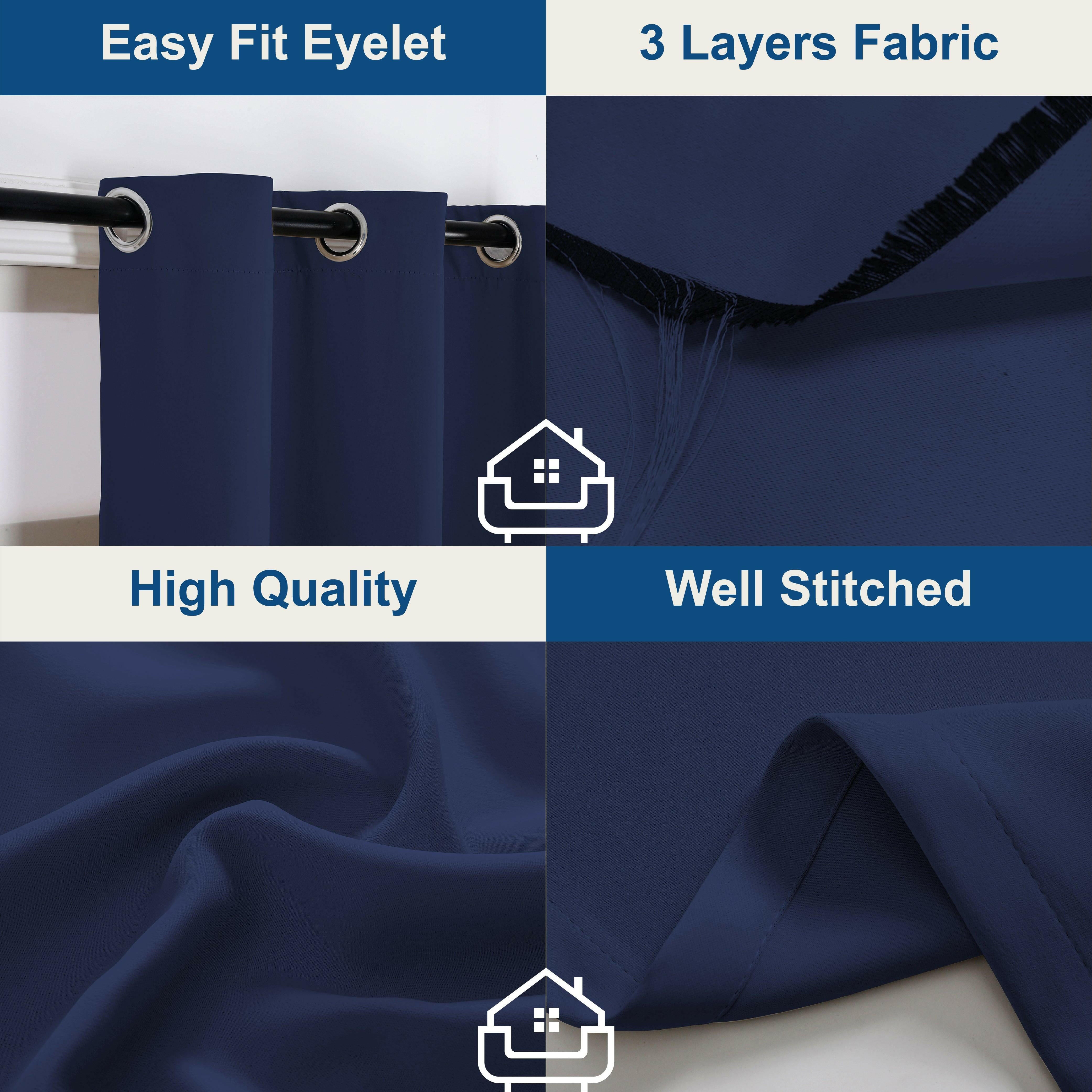 Hyper Cover 3-Layers Blockout Curtains Navy | Window Curtains | Brilliant Home Living